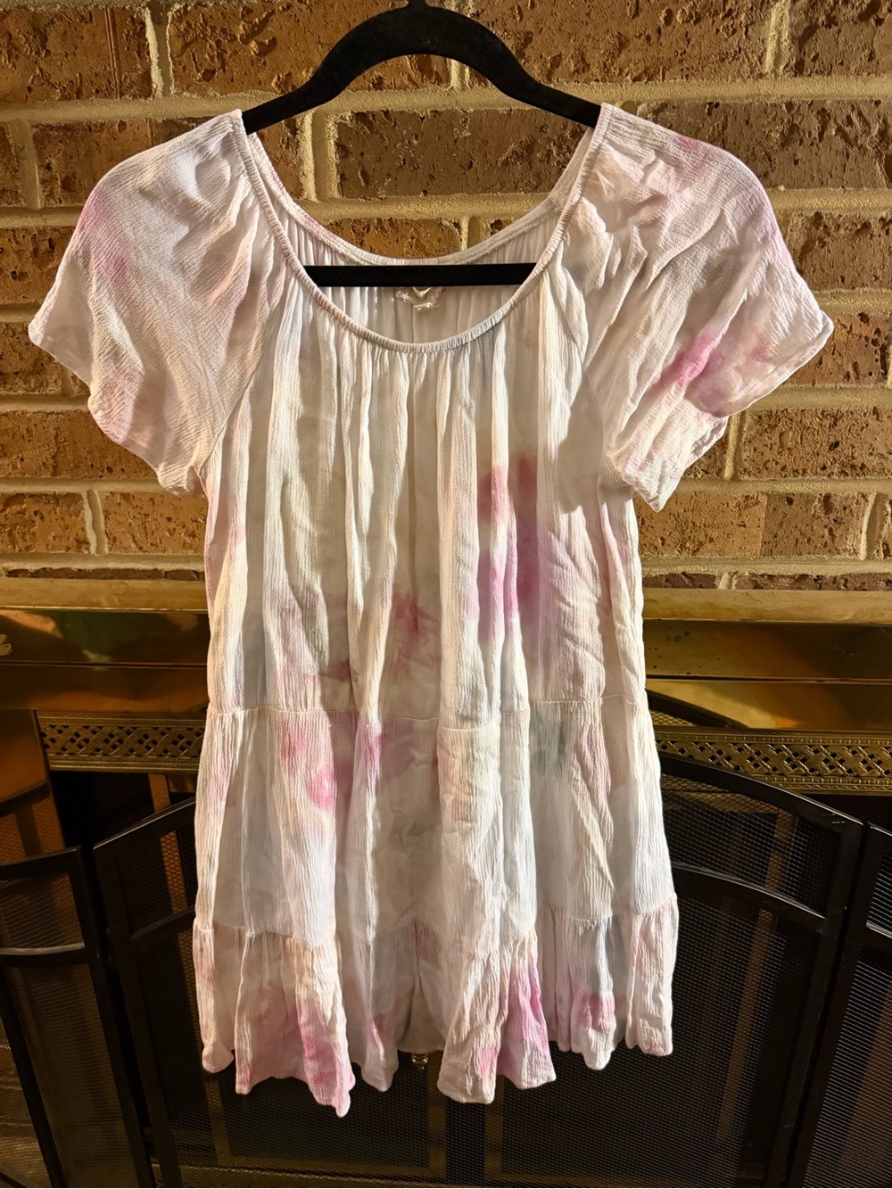 Z Supply White Dress with Pink Tie-Dye Accents